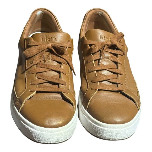 Kizik Hands-Free Slip-On Leather Sneakers Men's 11 Brown White Casual Comfort - Picture 3 of 8